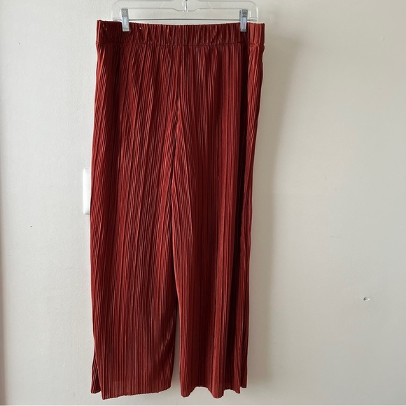 Nine West Rust Pleated Wide-Leg Crop Pants | Size L | NWOT - Picture 3 of 5